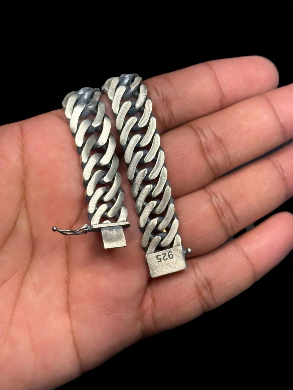 925 Sterling Silver Black Oxidized Bracelet 8.9” Handmade 50.40g
